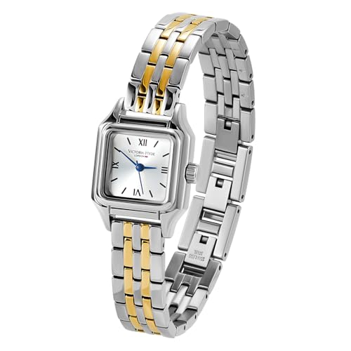 VICTORIA HYDE Gold Damenuhr Edelstahl Armband Vintage Klassische Rechteckige Analog Quarz Uhren von VICTORIA HYDE