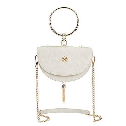 VICTORIA HYDE Handtasche Schultertaschen Shoulderbag Umhängetaschen Damen Echtes Leder Grün Beige Rot Half-moon Bag (Beige) von VICTORIA HYDE