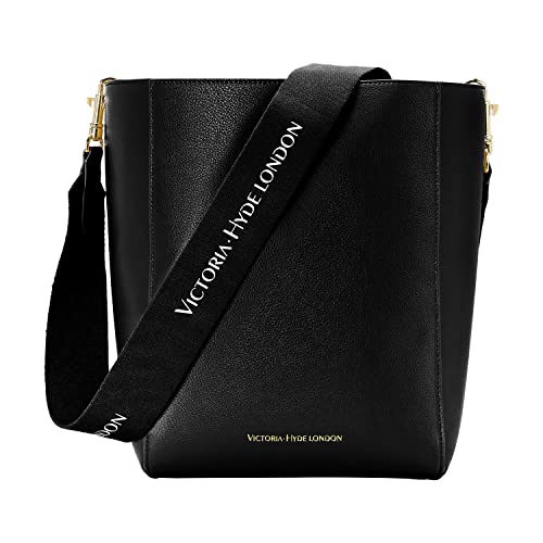 VICTORIA HYDE Handtasche für Damen aus echtem PU-Leder Grosse Kapazität Umhängetasche für Damen zum Einkaufen und Arbeiten (Schwarz) von VICTORIA HYDE