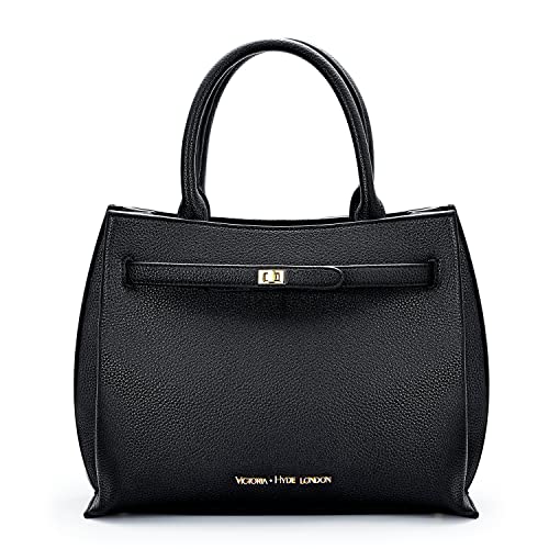 VICTORIA HYDE Handtaschen Damen Groß PU Leder Shopper Damen Handtasche Schwarz Elegant Schultertasche Damen Tote Bag für Büro Arbeit Schule (Schwarz) von VICTORIA HYDE