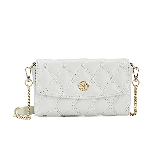 VICTORIA HYDE Kleine Perle Umhängetasche 2-Wege-Gürteltasche Echt Leder Damen Perle Citytasche-Weiß von VICTORIA HYDE