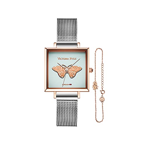 VICTORIA HYDE Damenuhr und Schmetterling Armband Set Quadratisches Zifferblatt 3D Schmetterling Damen Uhr von VICTORIA HYDE