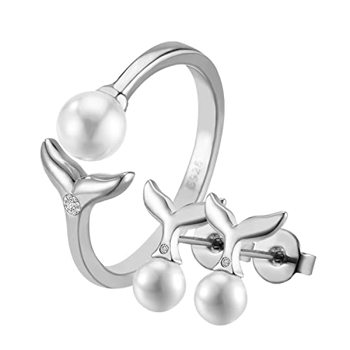 VICTORIA HYDE Perlen Ohrringe Schmuck Damen Mode Meerjungfrau Ring Ohrringe set für Mama Frauen und beste Freundin Geschenke (Ohrringe set) von VICTORIA HYDE