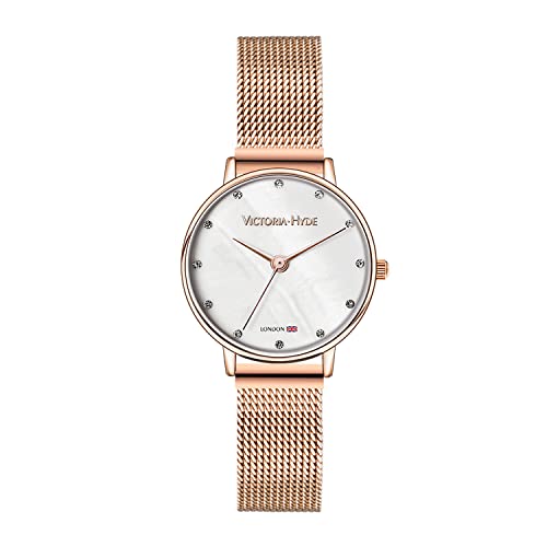 VICTORIA HYDE Rechteck Damenuhr Grün Dial Analog Quarz Armbanduhr mit Edelstahlarmband (Roségold) von VICTORIA HYDE