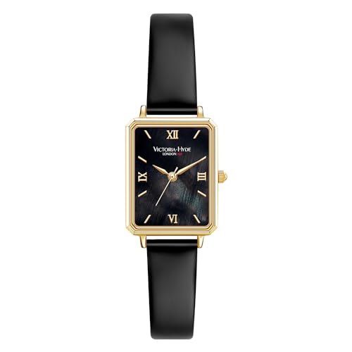 VICTORIA HYDE Rechteck Damenuhr Grün Dial Analog Quarz Armbanduhr mit Edelstahlarmband (Schwarz) von VICTORIA HYDE