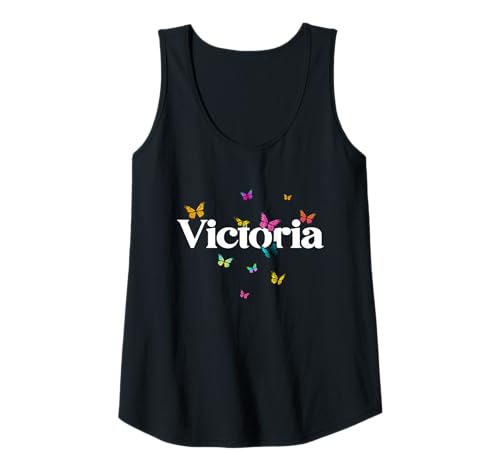 Damen Victoria - Schöner Mädchen Name mit bunten Schmetterlingen Tank Top Damen Victoria - Schöner Mädchen Name mit bunten Schmetterlingen Tank Top von VICTORIA Tochter Enkel Geburtstag Geschenkideen