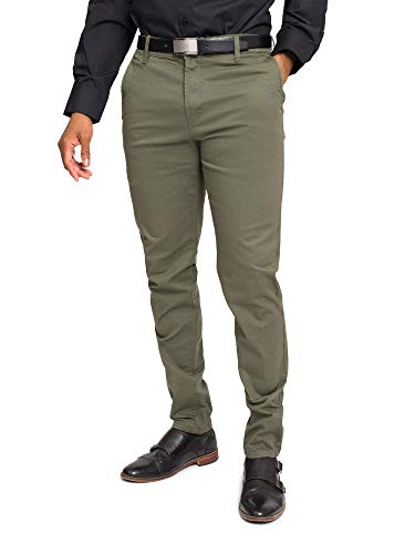VICTORIOUS Herren Basic Casual Slim Fit Stretch Chino Hose, Oliv/Blatt für mich (Leaf It to Me), 44W / 30L von VICTORIOUS