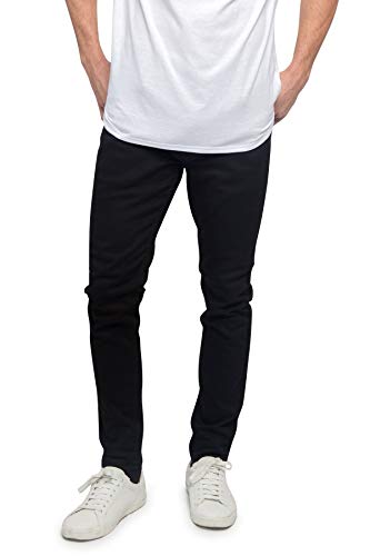 VICTORIOUS Herren Skinny Fit Color Stretch Jeans, Super Skinny - Schwarz, 40W / 30L von VICTORIOUS