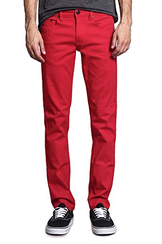 VICTORIOUS Herren Slim Fit Farbige Jeans, Rot/Ausflug, einfarbig (Getaway Solids), 42W / 30L von VICTORIOUS