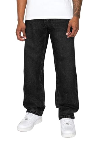 VICTORIOUS Herren Essential Baggy Wide Denim Jeans, Schwarz (Jet Black), 40W / 32L von VICTORIOUS