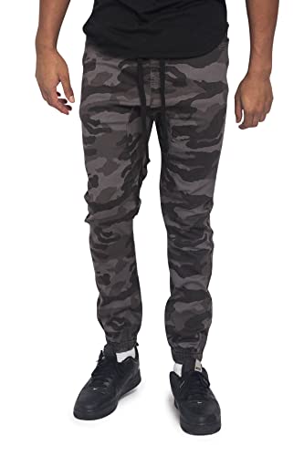 VICTORIOUS Lässige Herren-Jogginghose aus Twill-Stretch, Schwarz Camouflage, XXL von VICTORIOUS