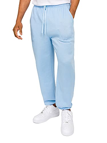 Victorious Herren-Jogginghose aus leichtem Fleece, mit Kordelzug, elastische Bündchen, Himmelblau, Groß von VICTORIOUS