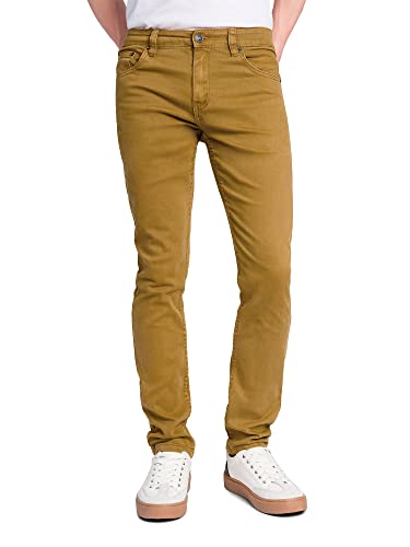 Victorious Herren Skinny Fit Color Stretch Jeans - Braun - 34W / 32L von VICTORIOUS