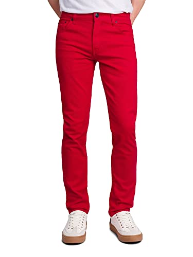 Victorious Herren Skinny Fit Color Stretch Jeans - Rot - 34W / 32L von VICTORIOUS