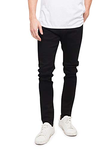 Victorious Herren Skinny Slim Fit Stretch Raw Denim Jeans, Super Skinny-Black, 38W / 30L von VICTORIOUS