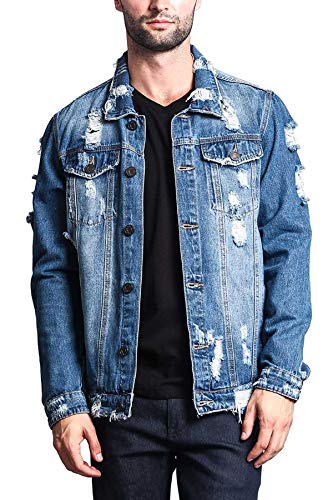 Victorious Jeansjacke im Used-Look - Blau - Large von VICTORIOUS