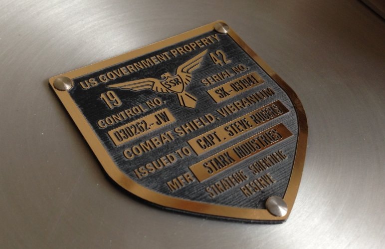 Captain America Tfa Schild Serial Data Plate Property Tag Prop von VICTORYFORHEROES