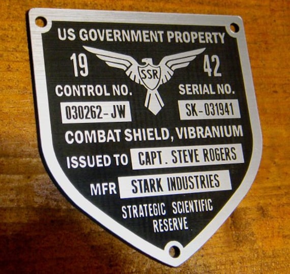Captain America Tfa Schild Serielle Daten Platte Eigenschaft Tag Prop Stahlfarbende Oberfläche von VICTORYFORHEROES