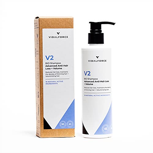 VidalForce Anti-Haarausfall Shampoo V2 Bio Zertifiziert 250ml – Stoppt fortgeschrittenen Haarausfall bei Männern & Frauen – Mehr Volumen & Glanz – Mit Sägepalme & 16 Natürlichen Wirkstoffen von VIDALFORCE