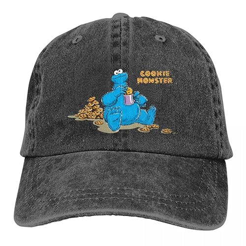 VIDOJI Baseballkappe Krümelmonster Kekse Essen Trucker-Hut Vintage Distressed Washed Snapback-Kappe Unisex-Aktivitäten Verstellbare Kappen Hut von VIDOJI