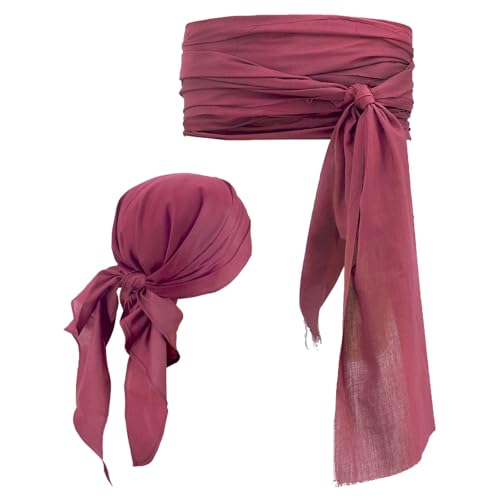 VIDSTW 2 Stück Piratenkostüm Damen Zubehör Enthalten Piraten Kopftuch Damen und Piratengürtel Rotes Tuch Pirate Accessories Piratenkopftuch Einstellbare für Halloween Karneval Maskerade von VIDSTW