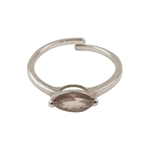 VIE Ring, verstellbar, aus Weißbronze, hellblau, Rosenquarz Marquise, 5 x 10 mm von VIE