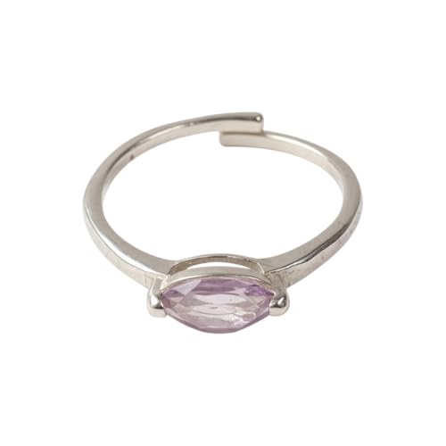VIE Verstellbarer Ring aus Weißbronze, Himmelsstrahl, 5 x 10 mm, Marquise-Amethyst von VIE