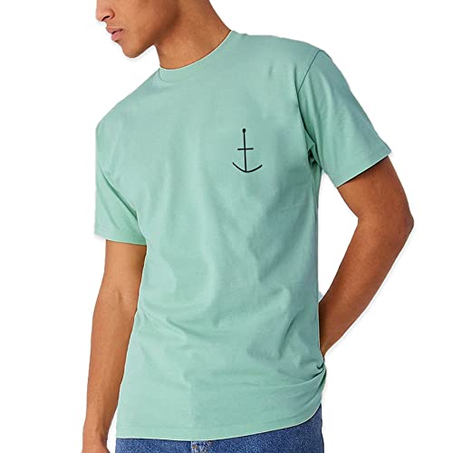 VIENTO Abstract Anchor Mintgrün Herren T-Shirt (as3, Alpha, l, Regular, Regular, Mintgrün) von VIENTO