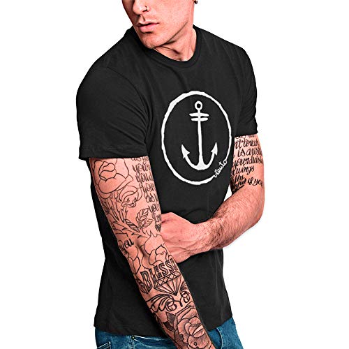 VIENTO Anchor Logo Herren T-Shirt (Schwarz, Large) von VIENTO