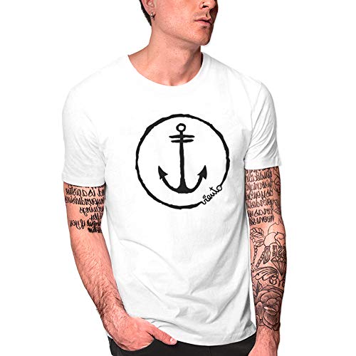 VIENTO Anchor Logo Herren T-Shirt (Weiß, 3X-Large) von VIENTO