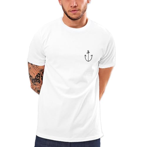 VIENTO Happiness Herren T-Shirt (DE/NL/SE/PL, Alphanumerisch, L, Regular, Regular, Weiß) von VIENTO