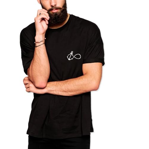 VIENTO Infinite Anchor Herren T-Shirt (DE/NL/SE/PL, Alphanumerisch, L, Regular, Regular, Schwarz) von VIENTO