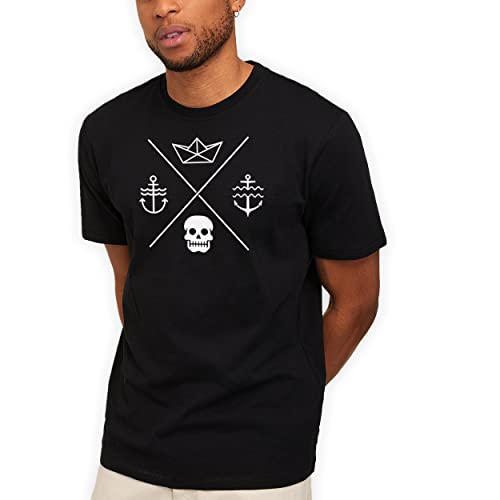 VIENTO Line Cross Herren T-Shirt (as3, Alpha, x_l, Regular, Regular, Schwarz) von VIENTO
