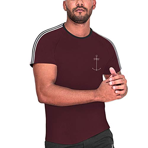 VIENTO Nature Dream Anchor Herren T-Shirt (Burgunderrot, XL) von VIENTO