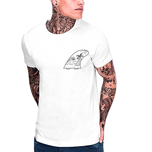 VIENTO Paradise Finn Herren T-Shirt (DE/NL/SE/PL, Alphanumerisch, L, Regular, Regular, Weiß) von VIENTO