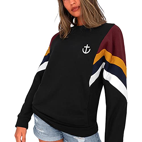 VIENTO Patch Best Mini Anchor Damen Sweatshirt (Schwarz, L) von VIENTO