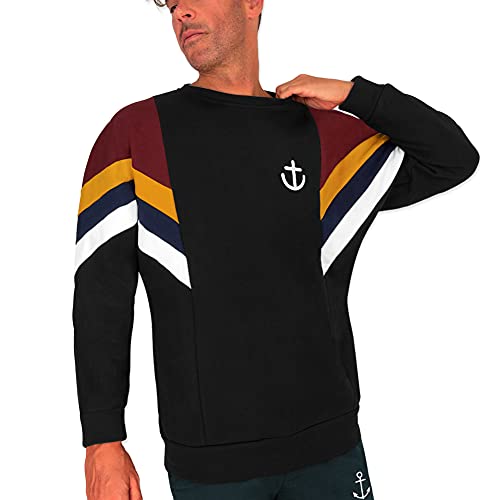 VIENTO Patch Best Mini Anchor Herren Sweatshirt (Schwarz, XXL) von VIENTO