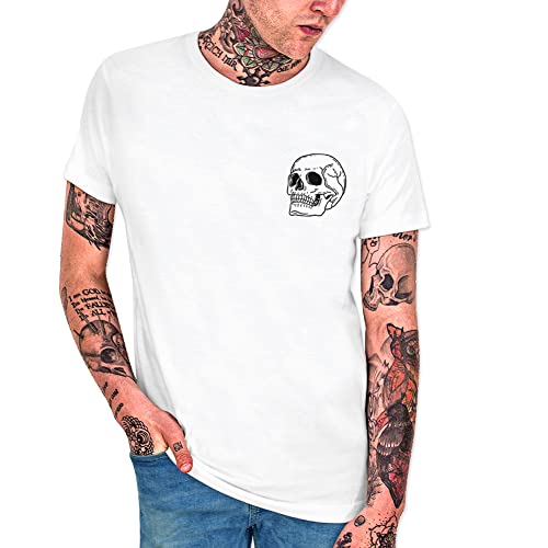 VIENTO Skull Logo Herren T-Shirt (as3, Alpha, x_l, Regular, Regular, Weiß) von VIENTO