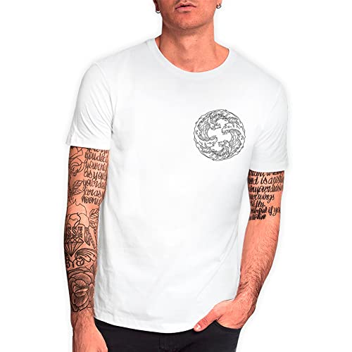 VIENTO Wave Cercle Herren T-Shirt (as3, Alpha, m, Regular, Regular, Weiß) von VIENTO