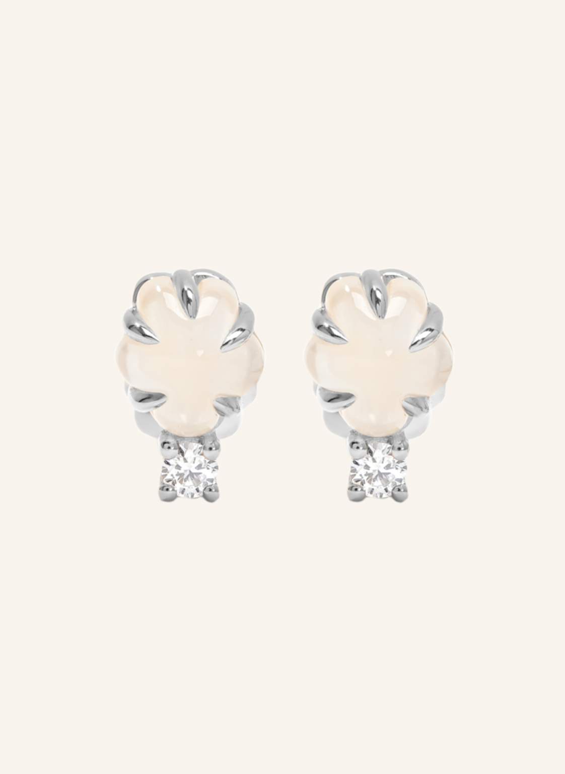 Vieri Ohrstecker Wolke Milchquarz Brillant silber von VIERI