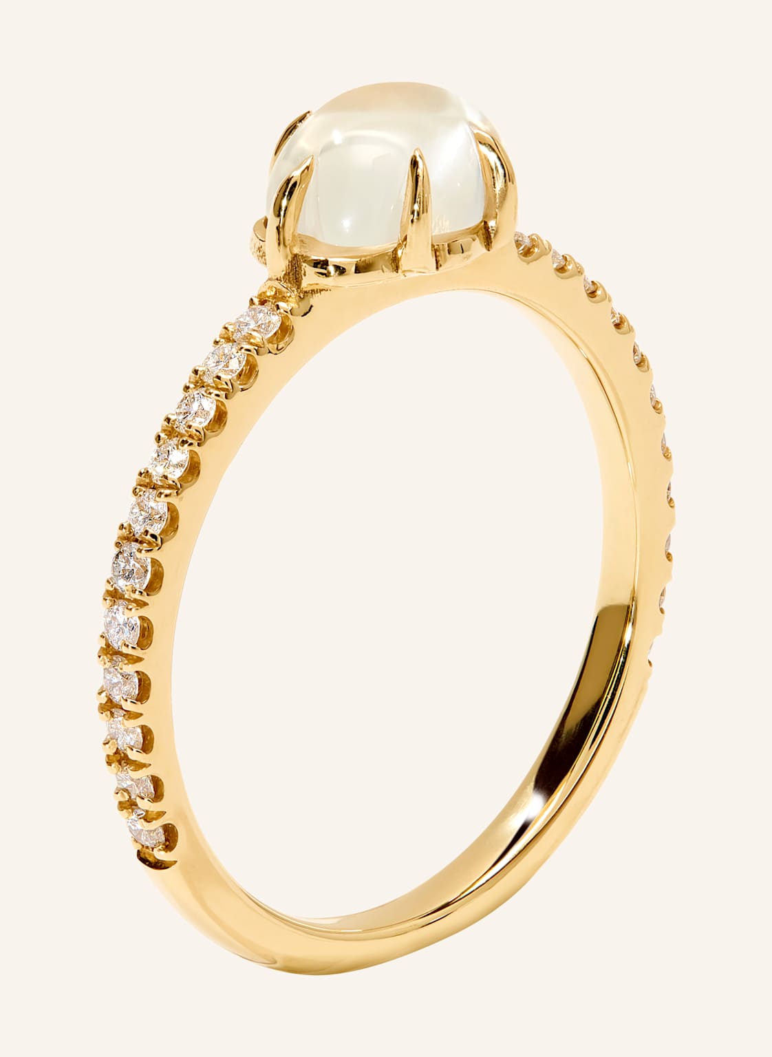 Vieri Ring Wolke Milchquarz Brillant Pavé Mittelgroß gold von VIERI