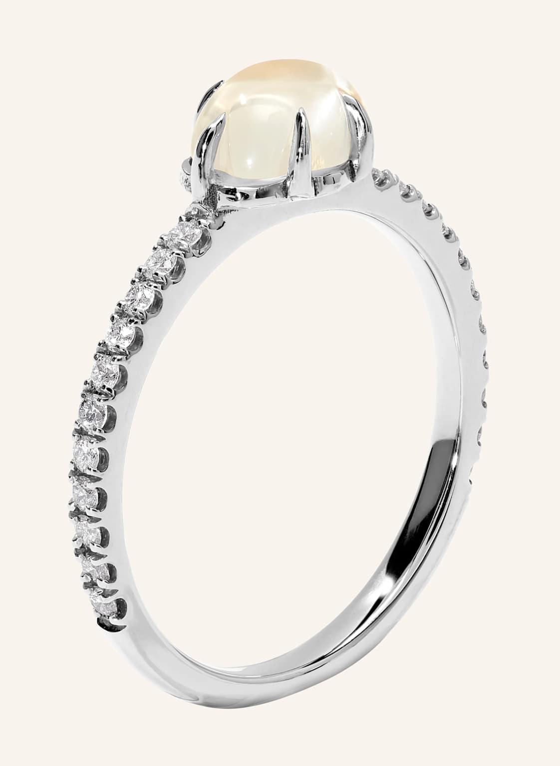 Vieri Ring Wolke Milchquarz Brillant Pavé Mittelgroß silber von VIERI