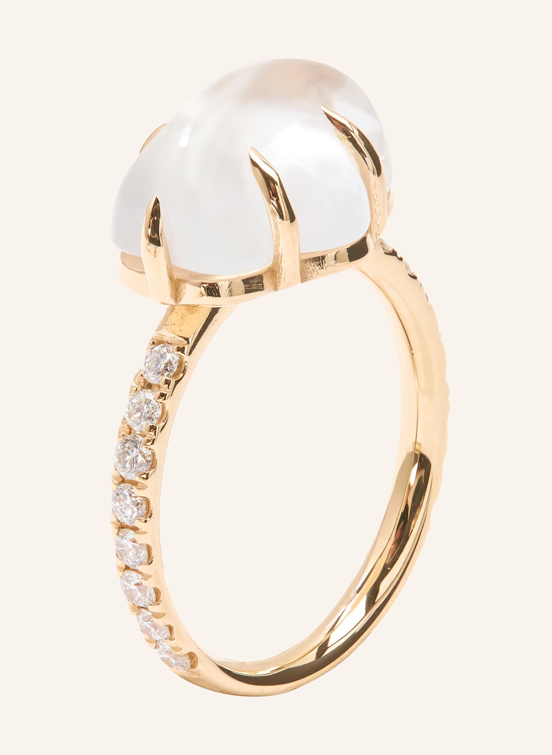 Vieri Ring Wolke Milchquarz Brillant Pavé gold von VIERI