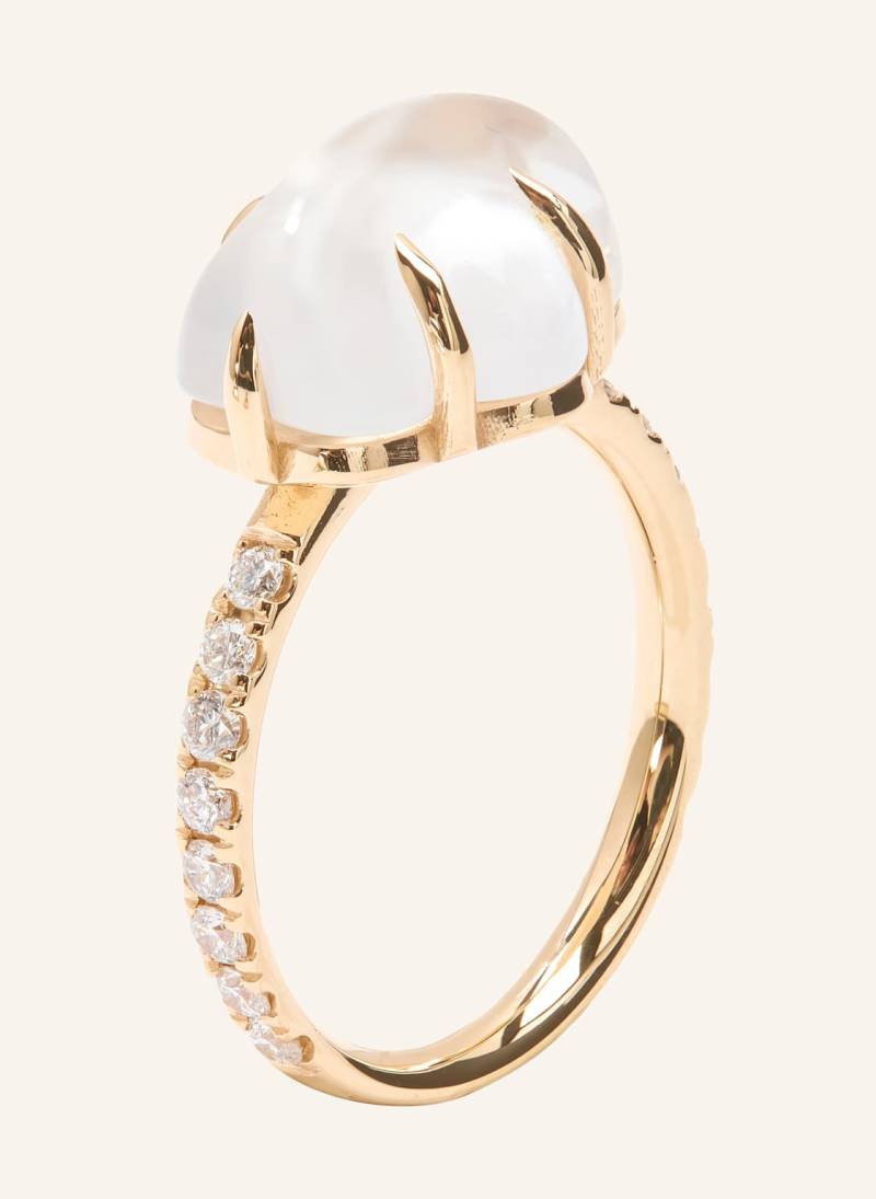 Vieri Ring Wolke Milchquarz Brillant Pavé gold von VIERI
