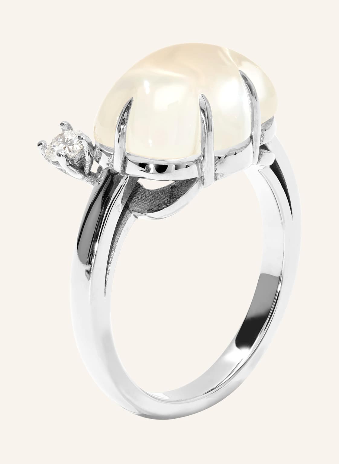 Vieri Ring Wolke Milchquarz Brillant silber von VIERI