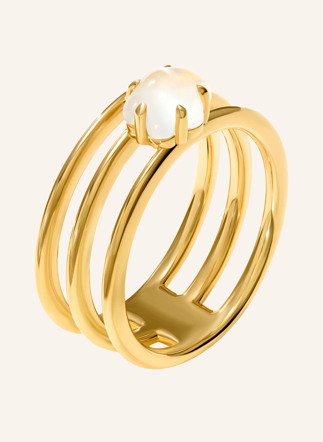 Vieri Ring Wolke Milchquarz Dreireihig gold von VIERI
