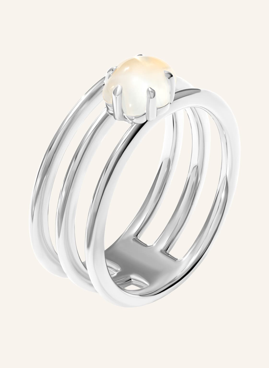 Vieri Ring Wolke Milchquarz Dreireihig silber von VIERI