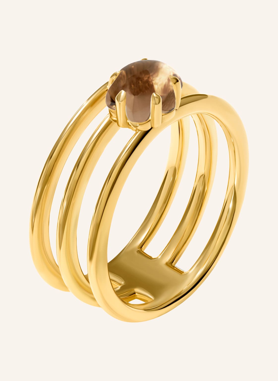 Vieri Ring Wolke Rauchquarz Dreireihig gold von VIERI