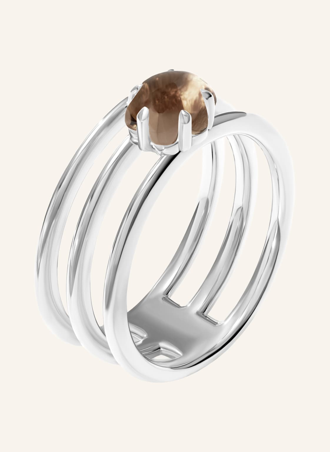Vieri Ring Wolke Rauchquarz Dreireihig silber von VIERI