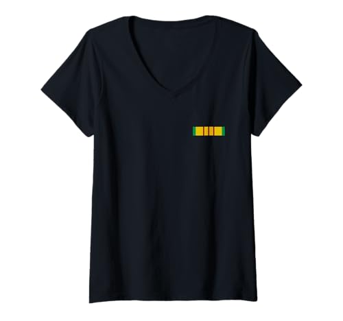 Damen VIETNAM SERVICE MEDAILLE RIBBON VIETNAM WAR VET T-Shirt mit V-Ausschnitt Damen VIETNAM SERVICE MEDAILLE RIBBON VIETNAM WAR VET T-Shirt mit V-Ausschnitt von VIETNAM WAR VETERAN APPAREL